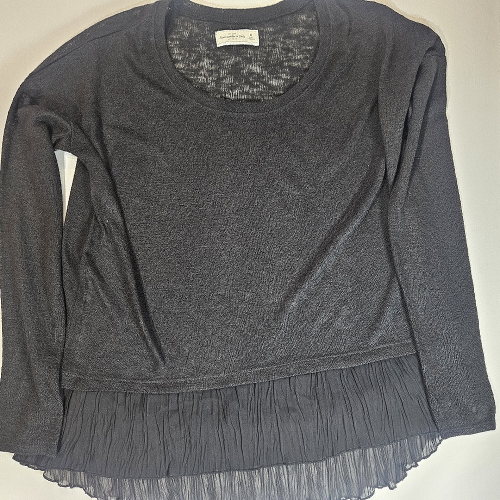 Abercrombie & Fitch Womens‎ Sweater Medium Black Layered Fringe 90s Y2K Gothic